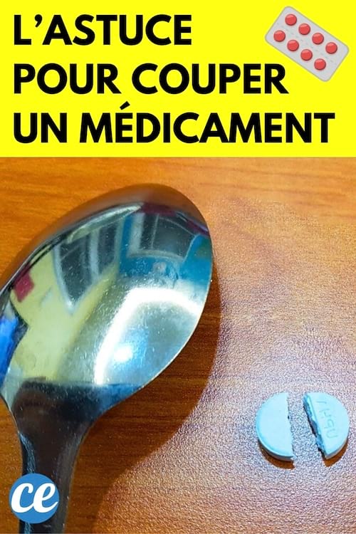 Une cuillère pour couper un cachet facilement en deux