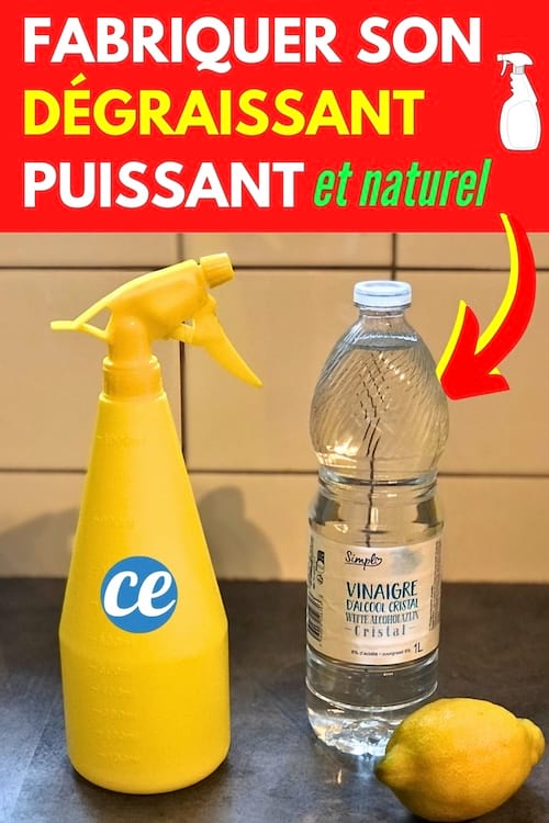 Un spray dégraissant jaune au citron et vinaigre blanc pour la maison
