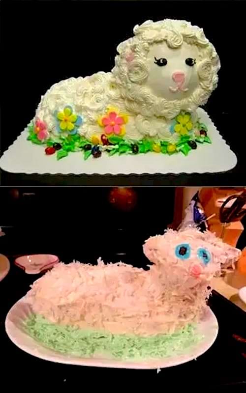 TARDIS réussi (à gauche), raté avec une apparence écrasée (à droite).