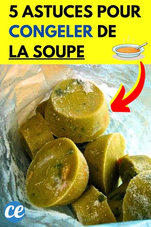 De la soupe verte qui a été congelée dans un sac pour la conserver