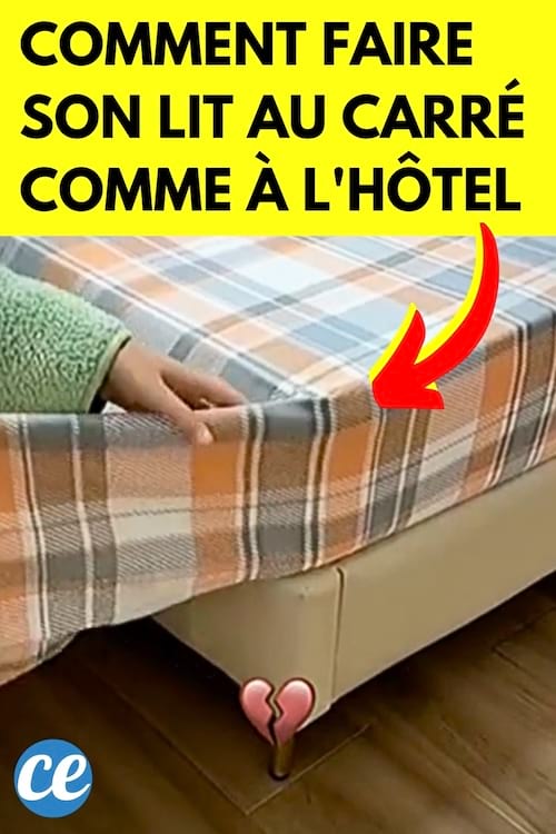 Une femme de ménage dans un hôtel qui fait son lit au carré