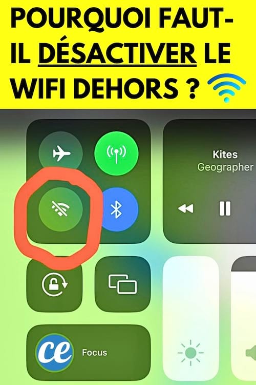 Les paramètres d'un iphone où le wifi est désactivé en sortant de la maison