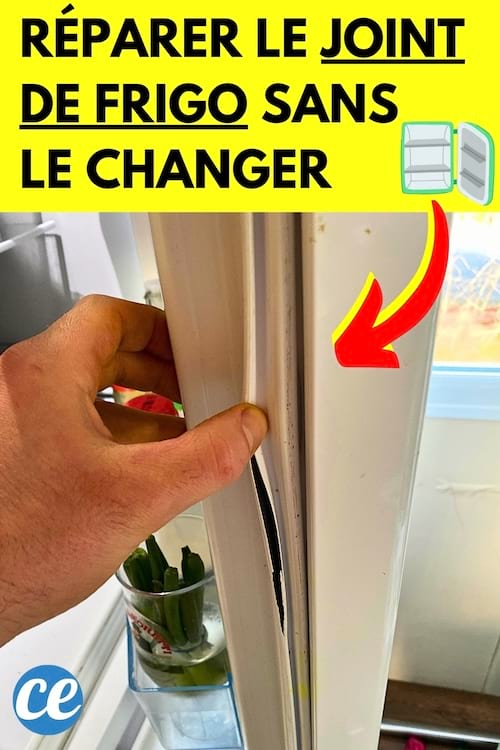 Un joint de frigo endommagé qui va être réparé sans être changer