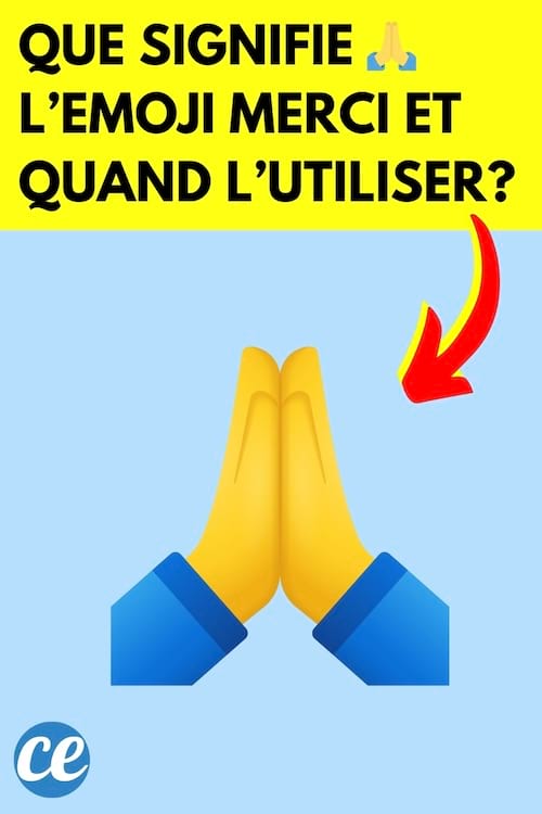 Un emoji merci avec les mains en forme de prière et la signification