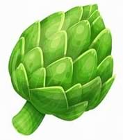 Un artichaut vert avec des feuilles superposées.