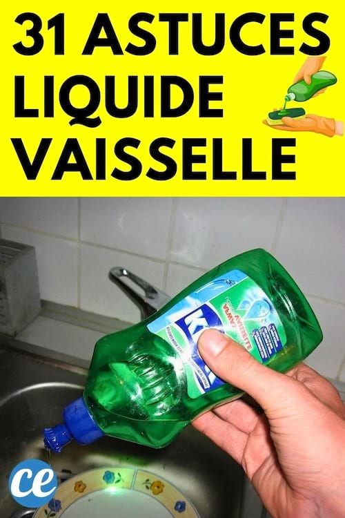 Une personne tenant une bouteille de liquide vaisselle