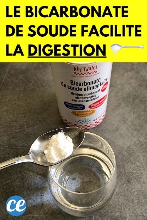 Une cuillère et un verre d'eau avec du bicarbonate pour faciliter la digestion