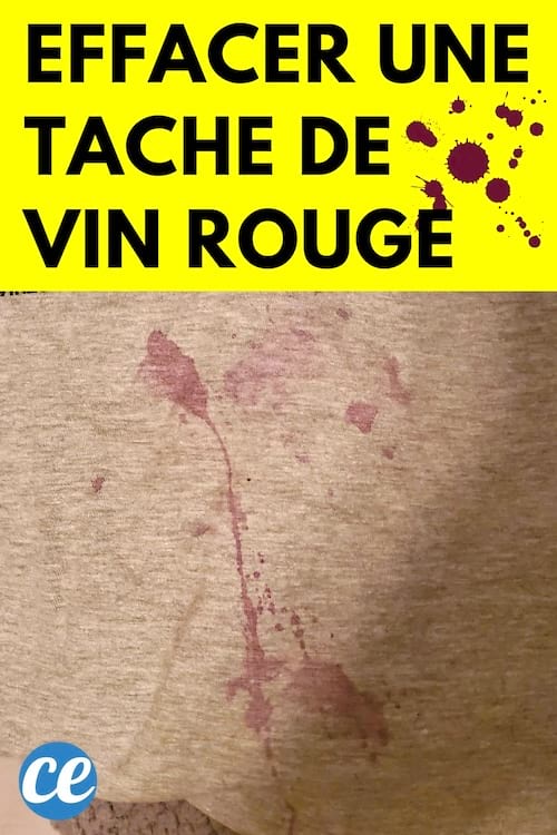 Une tache de vin rouge sur un tee-shirt-gris