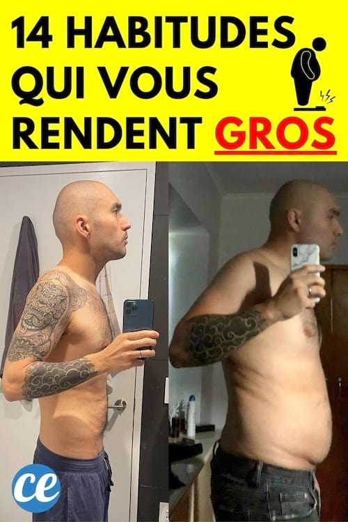 Un homme qui se prend en photo avant et après en surpoids