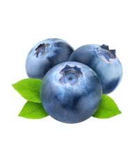 Myrtilles avec feuilles vertes.