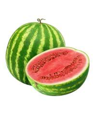 Pastèque ouverte révélant intérieur rouge.