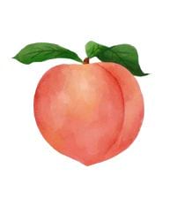 Pêche tendre avec feuilles.