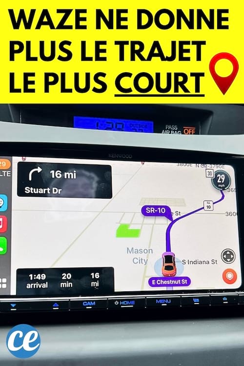 Un Gps avec Waze qui donne un chemin plus long que d'habitude
