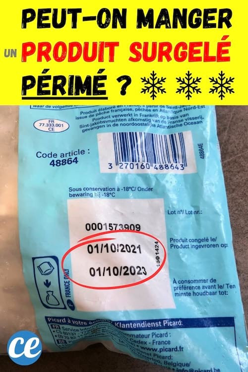 Un produit congelé avec une date de consommation passée qui peut être mangé
