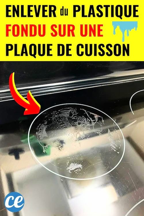 Du plastique fondu sur une plaque à induction qui va être retiré
