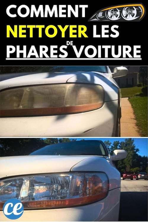 Phare de voiture sale et propre avant et après