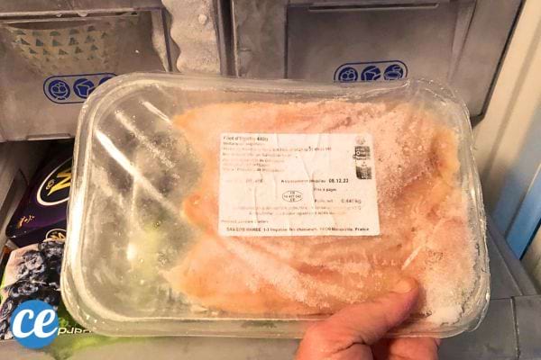 produit congelé avec une date de consommation périmée