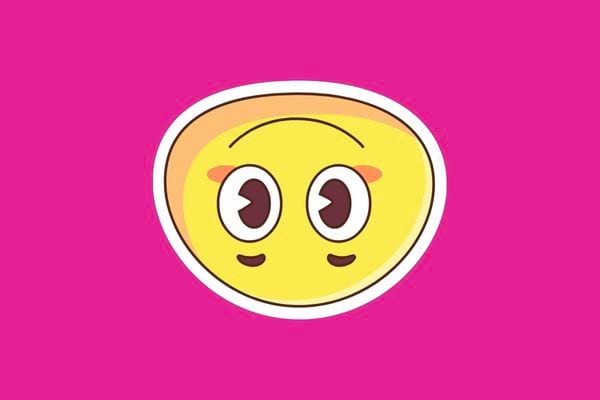 Un smiley à l'envers sur fond rose.