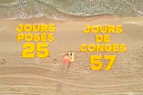 25 jours posés et 57 jours de congés