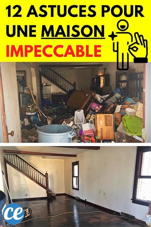 Partie d'une maison sale dérangée et ensuite propre