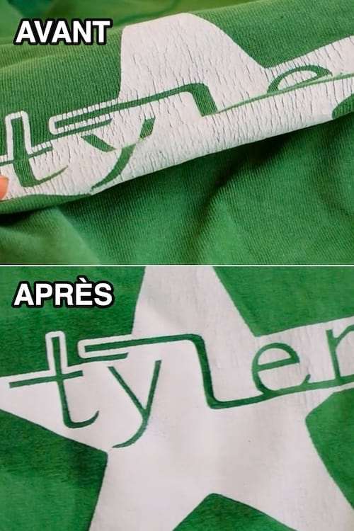Un flocage craquelé avant et réparé après