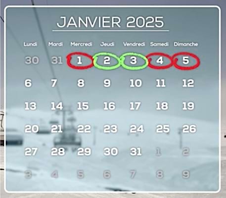 Calendrier des jours à poser en 2025