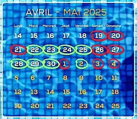 Les jours à poser pour avril et mai 2025