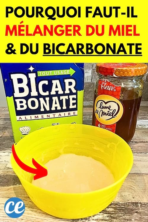 Du miel et du bicarbonate de soude mélangé dans un bol pour les bienfaits