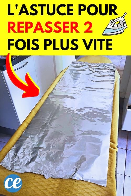 Une planche à repasser avec du papier alu dessus pour repasser plus vite