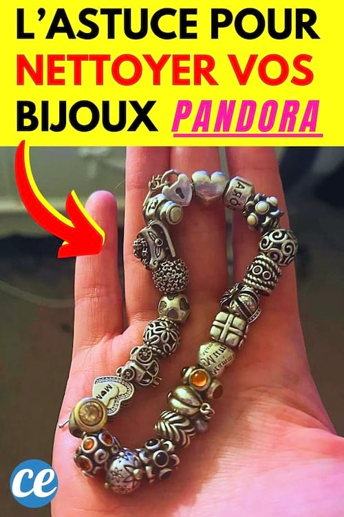 Un bracelet Pandora ternis qu'il faut nettoyer avec du bicarbonate