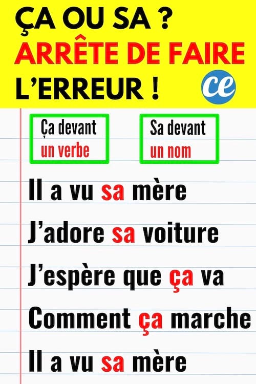 La règle d'orthographe pour bien écrire ça ou sa