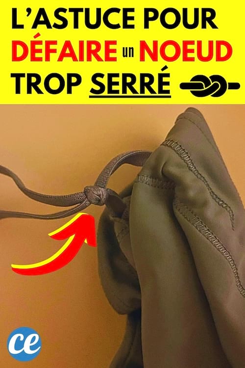 Un noeud trop serré sur un fil d'un short vert