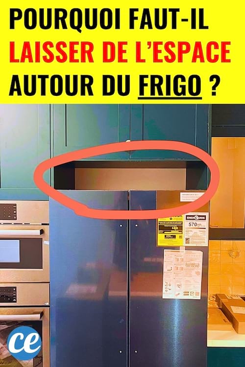 Un frigo avec de l'espace au-dessus pour que l'air puisse passer