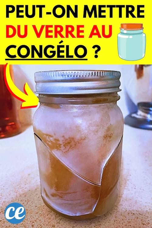 Un bocal en verre qui a été mis au congélateur et qui a cassé