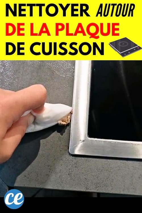 Un couteau avec une lingette pour nettoyer autour de la plaque à cuisson