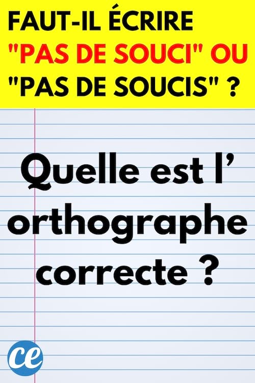 "Pas de Souci" ou "Pas de Soucis" Quelle est l