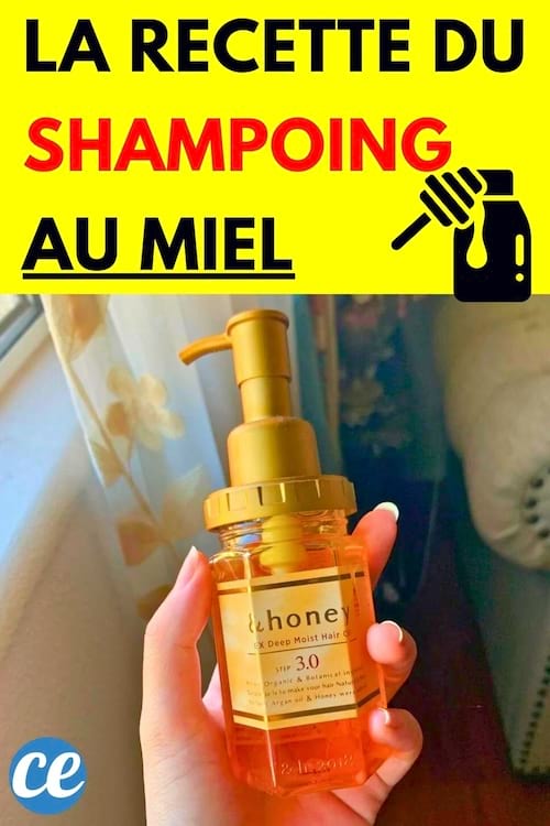 Une femme tenant  du shampoing au miel 