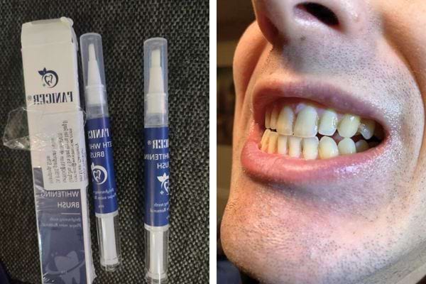 Un stylo blanchissant pour les dents encore dans son emballage original.