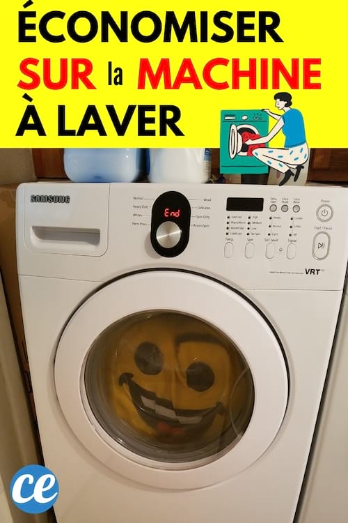 Une machine à laver dans la maison avec un sourire dans le hublot