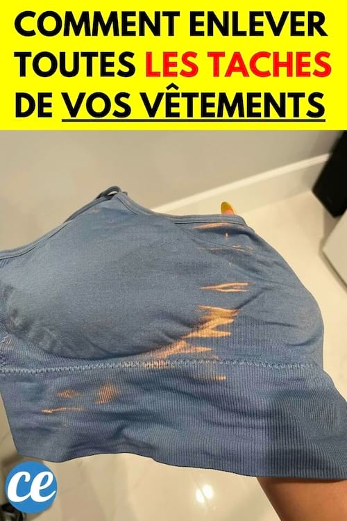 Tâche de javel sur une brassière bleue
