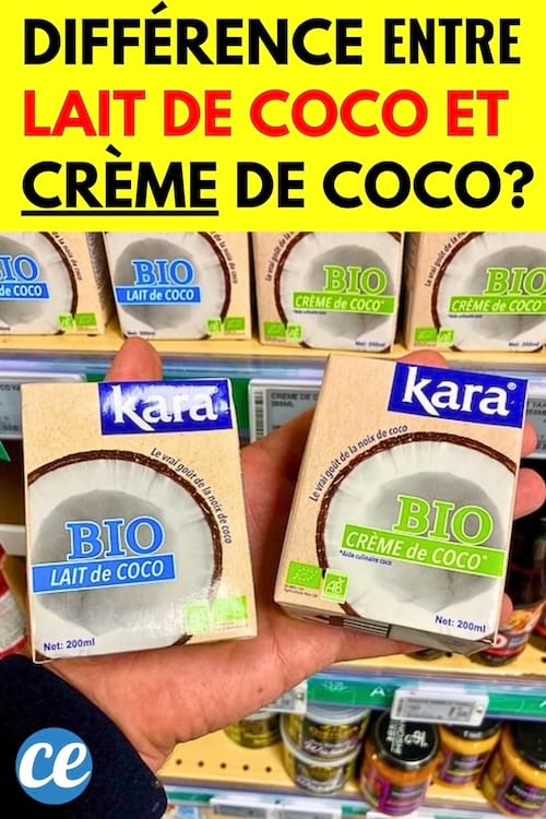 Une boîte de lait de coco à côté d'une boîte de crème de coco