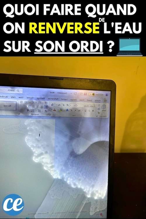 Un écran d'ordinateur avec de l'eau dedans 