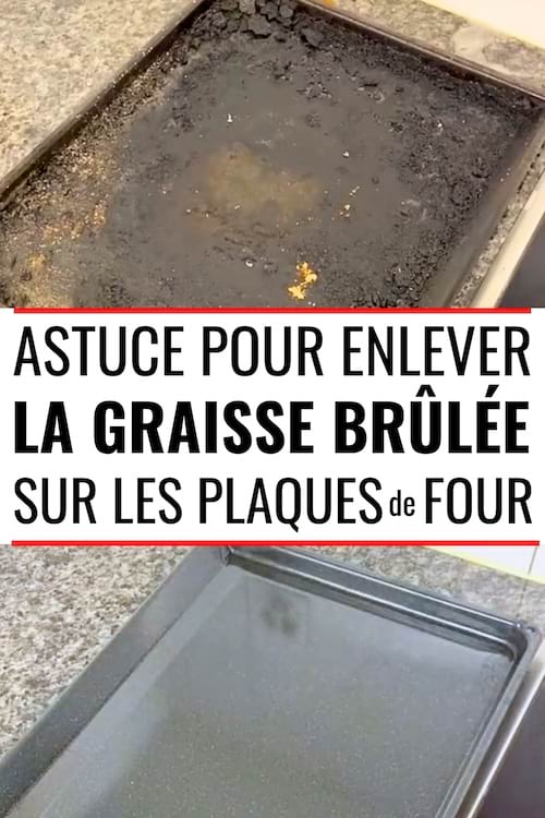 Une plaque de four très sale qui est nettoyée avec du bicarbonate et devient propre