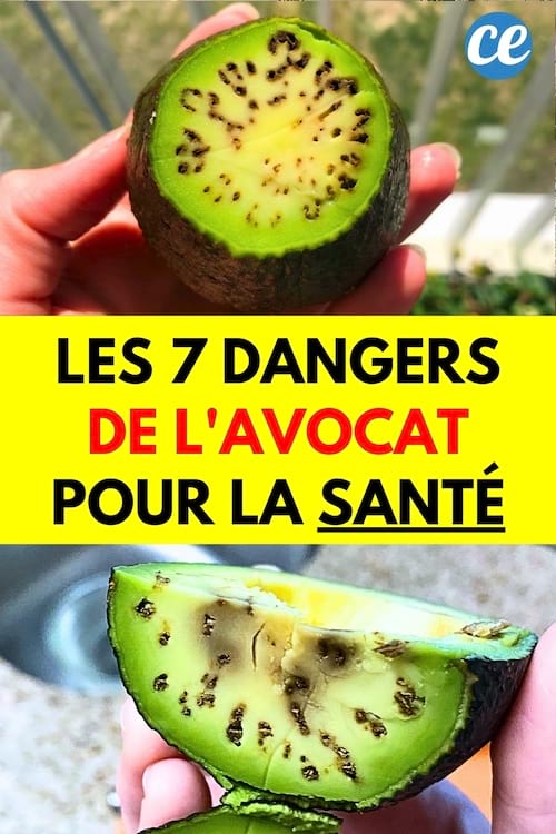 Un avocat coupé qui a des points noirs dedans avec des méfaits pour la santé
