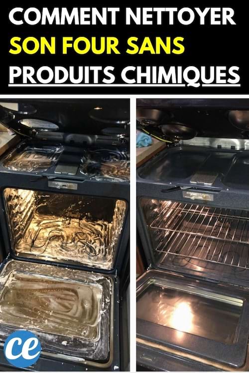 Du poduit nettoyant dans une four avant après sale et propre