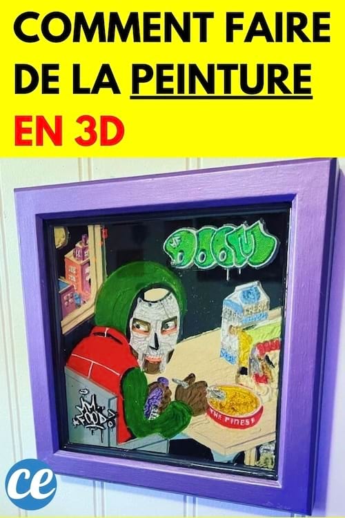 Un tableau violet de peinture 3d