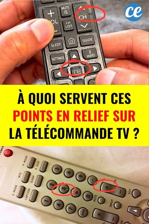Des points en reliefs sur la télécommande de la télé