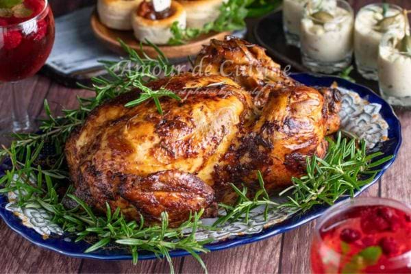 Chapon rôti au romarin