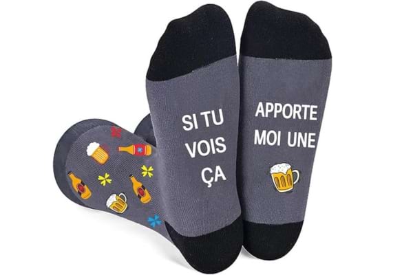 Des chaussettes pour homme rigolotes : si tu vois ça apporte moi une bière
