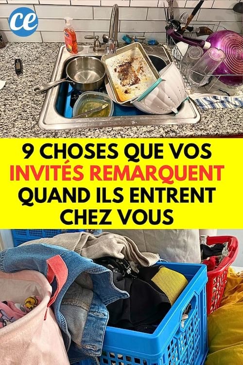 De la vaisselle sale dans l'évier et du linge sale par terre